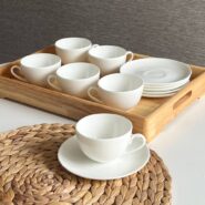 سرویس فنجان نعلبکی چایخوری چینی سفید لایت
