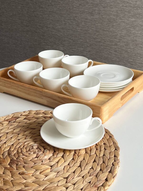سرویس فنجان نعلبکی چایخوری چینی سفید لایت