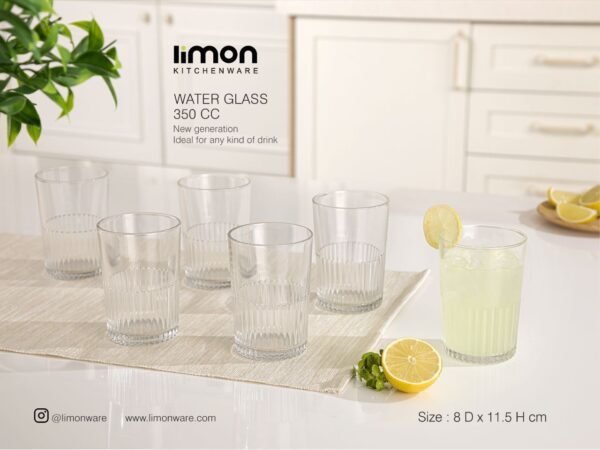 لیوان شیشه ای شیاردار 6 عددی لیمون کد 2216