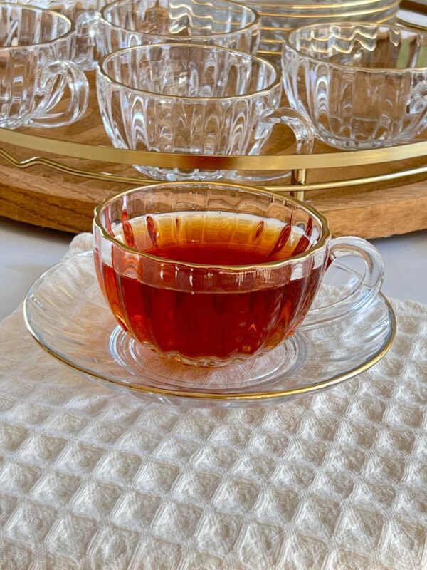 فنجان نعلبکی چایخوری لبه طلایی deli