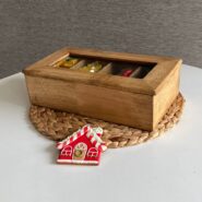 جعبه تی بگ یا تی باکس چوبی- مدل رنگ تیره